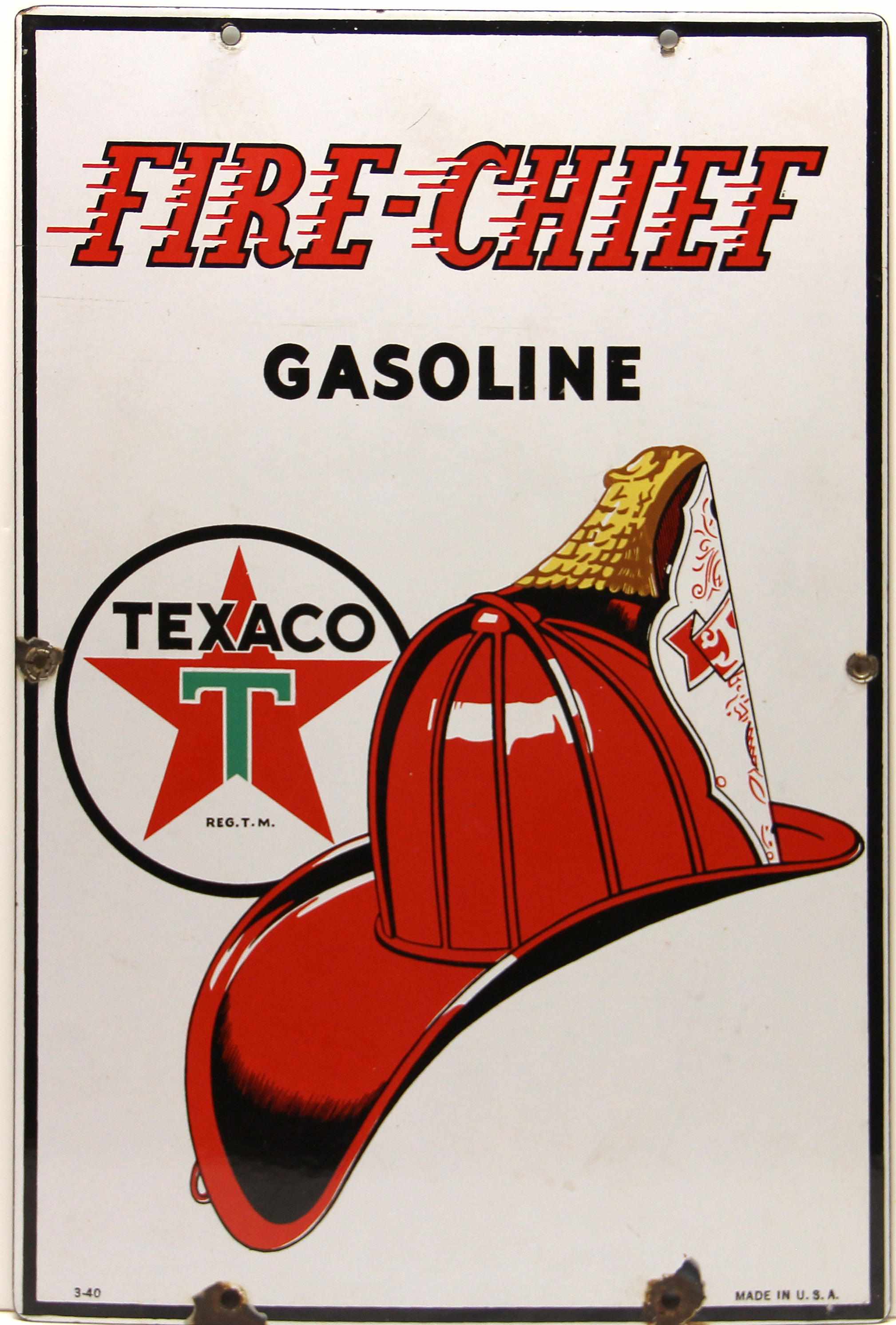 Appraisal: A fine Texaco Fire chief pump plate multi-colored porcelain enamel