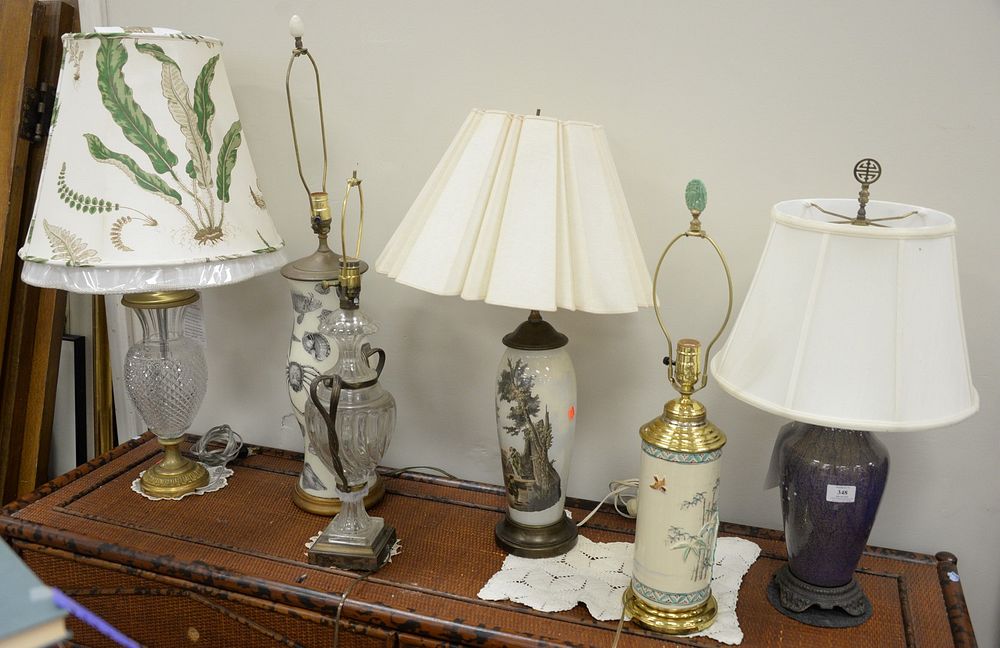 Appraisal: Six Table Lamps to include two crystal urn shaped a