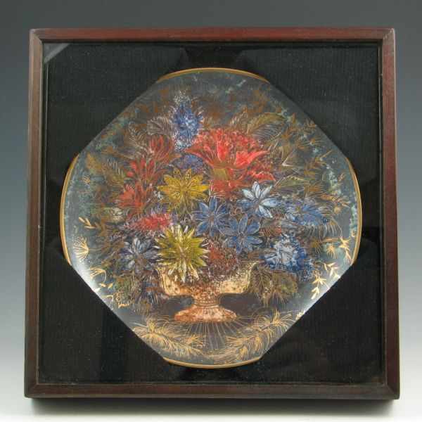 Appraisal: Excellent Sascha Brastoff framed plate with floral design and gilt