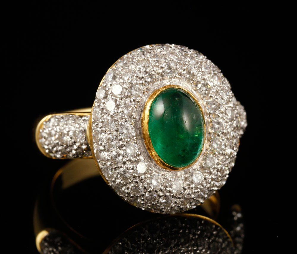 Appraisal: - K Gold Diamond and Emerald Ring K gold diamond