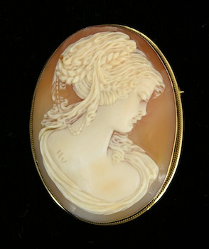 Appraisal: A Carved Shell Cameo in an k Yellow Gold Frame