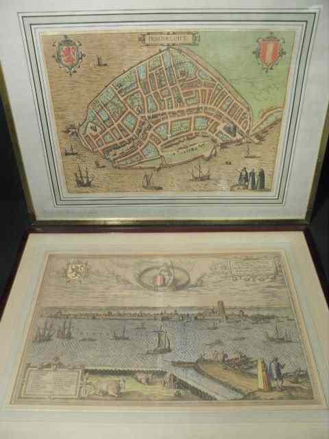 Appraisal: Two early Dutch hand colored map engravings Both framed and