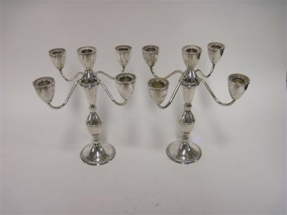 Appraisal: Pair of American sterling silver four-arm candelabra th century