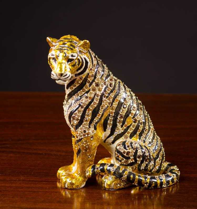 Appraisal: JAY STRONGWATER TIGER FIGURINE of cast metal with gold and