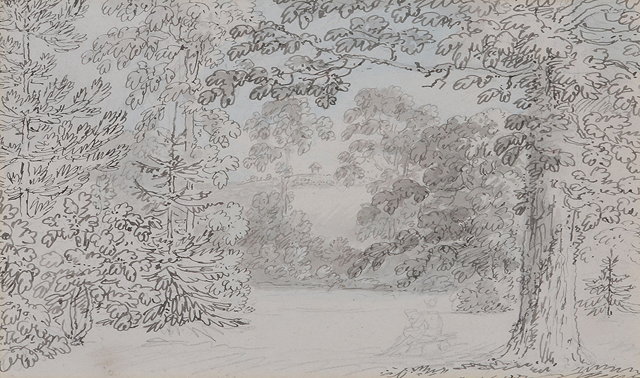 Appraisal: ANTHONY DEVIS - A glade with an artist sketching pencil