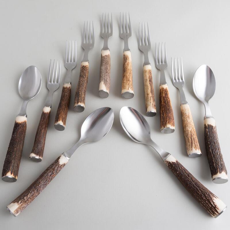 Appraisal: Group of Horn Mounted Steel Flatware Comprising Eight dinner forksEight