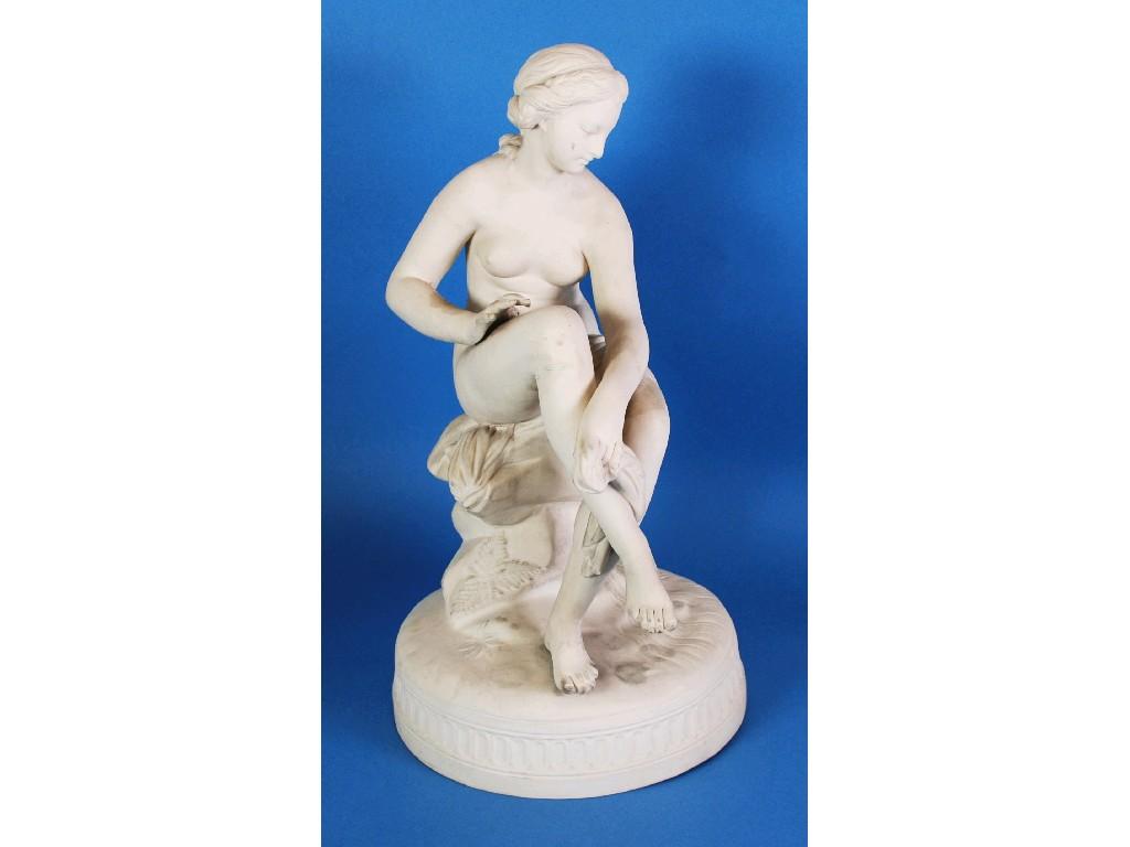 Appraisal: VICTORIAN UNMARKED PARIAN PORCELAIN OF DIANA BATHING sat nude upon