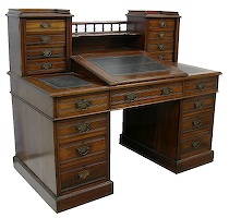 Appraisal: Slant Front Writing Desk ca early th Century Walnut desk