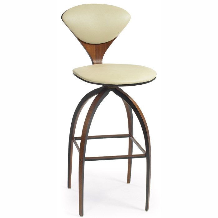 Appraisal: Norman Cherner barstool by Plycraft taupe vinyl seat and back