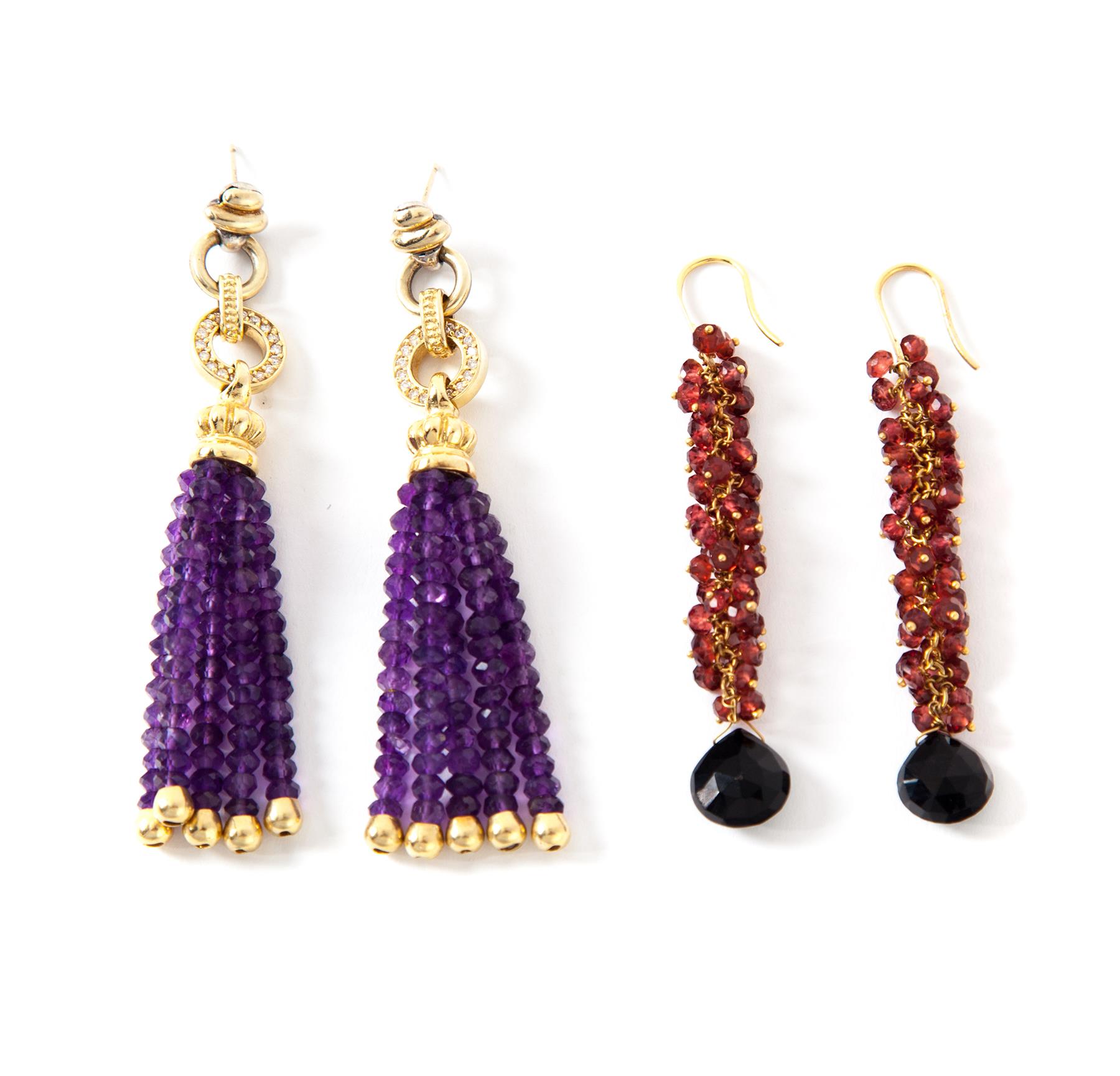 Appraisal: TWO PAIRS OF BEADED DROP EARRINGS American st century Lagos