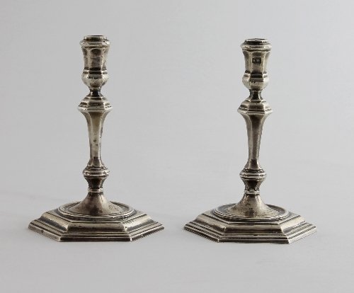 Appraisal: A pair of th Century silver taper sticks maker's mark