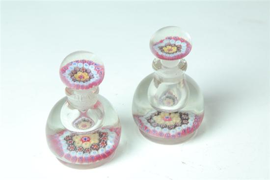 Appraisal: PAIR OF PAPERWEIGHT INKWELLS Attributed to Stourbridge England nd half-