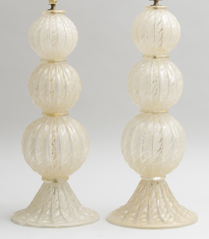 Appraisal: STYLE OF BAROVIER TOSO PAIR OF LARGE MURANO POLVERA D'ORO