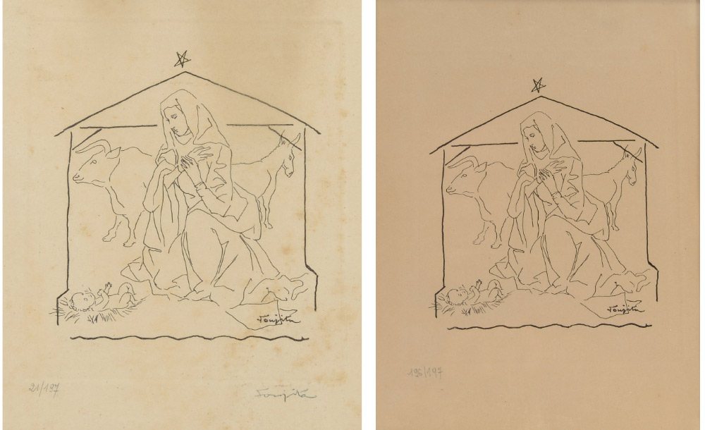 Appraisal: FOUJITA Leonard Tsuguharu Japanese - Nativity Scene with Mary and