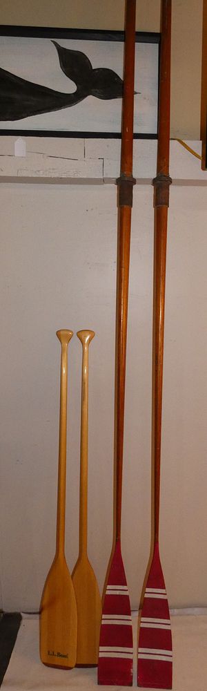 Appraisal: PAIRS WOOD OARS Includes antique inch long sculling oars and