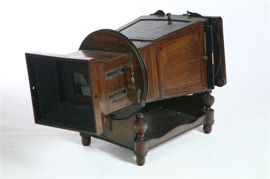 Appraisal: MEGALETHOSCOPE Labeled for Charles Ponti Venice Italy ca walnut Of