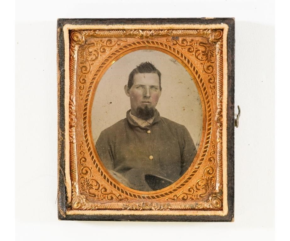 Appraisal: Ambrotype of a Confederate Civil War soldier in an embellished