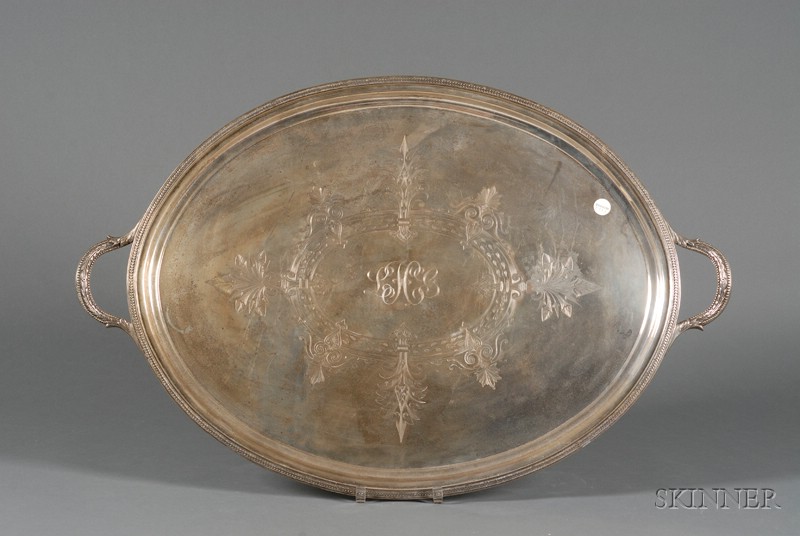 Appraisal: Ball Tompkins Black Coin Silver Tea Tray - oval engraved