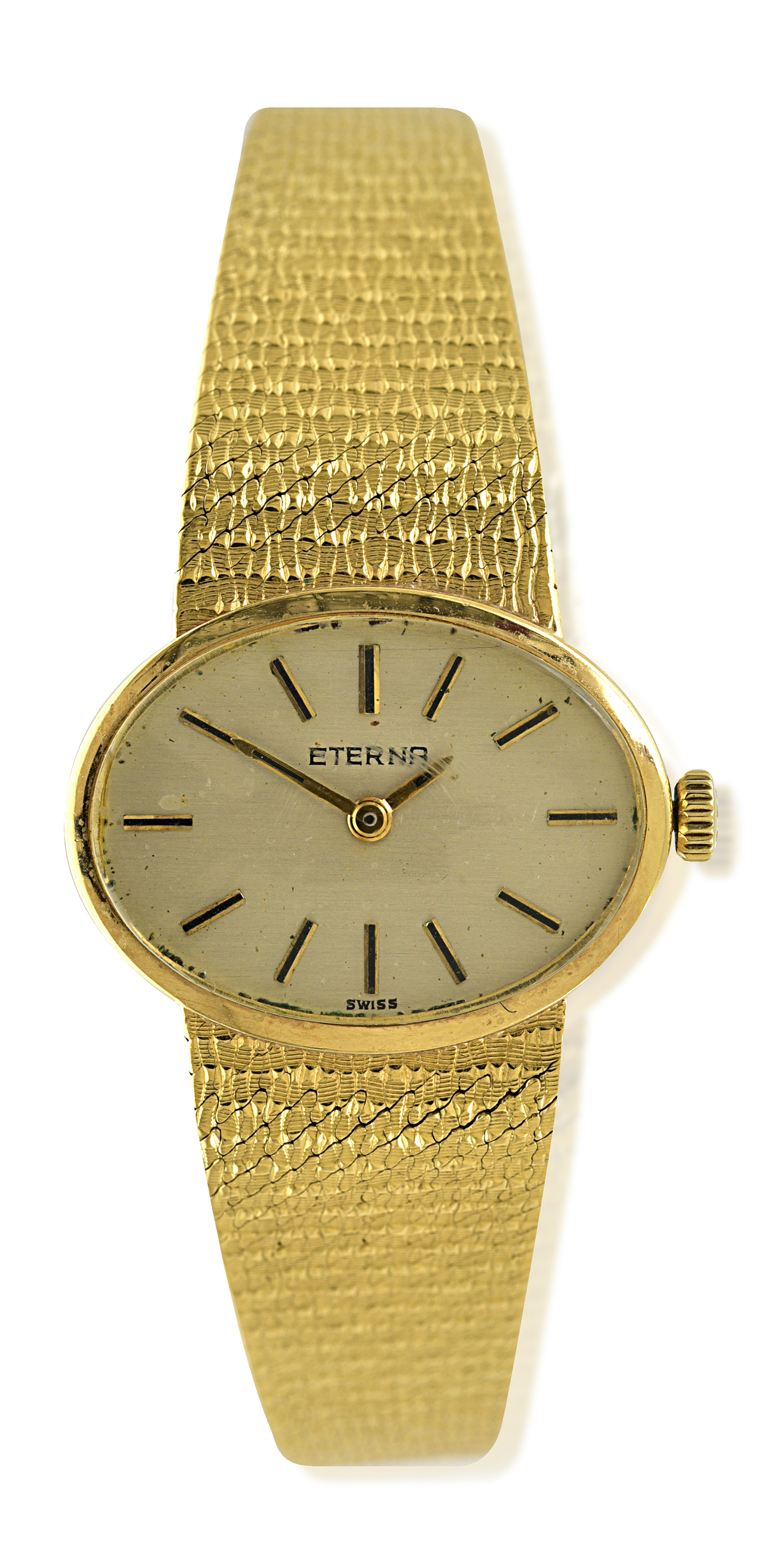 Appraisal: A LADIES ETERNA GOLD WRISTWATCH Manual wind oval cream dial