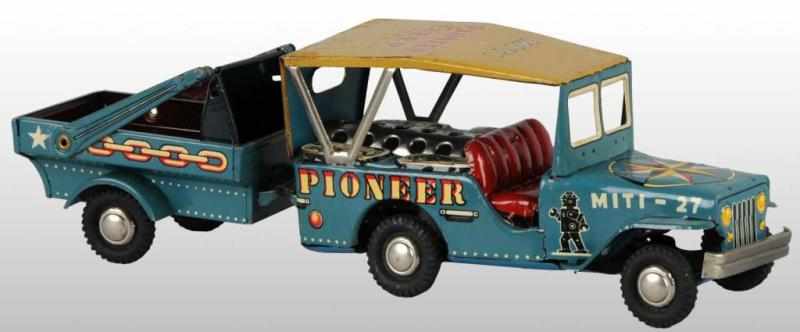 Appraisal: Tin Robot Pioneer Jeep Friction Toy Description Japanese Working Scarce