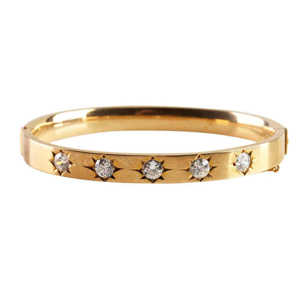 Appraisal: k Yellow Gold Hinged Bangle set with European cut diamonds