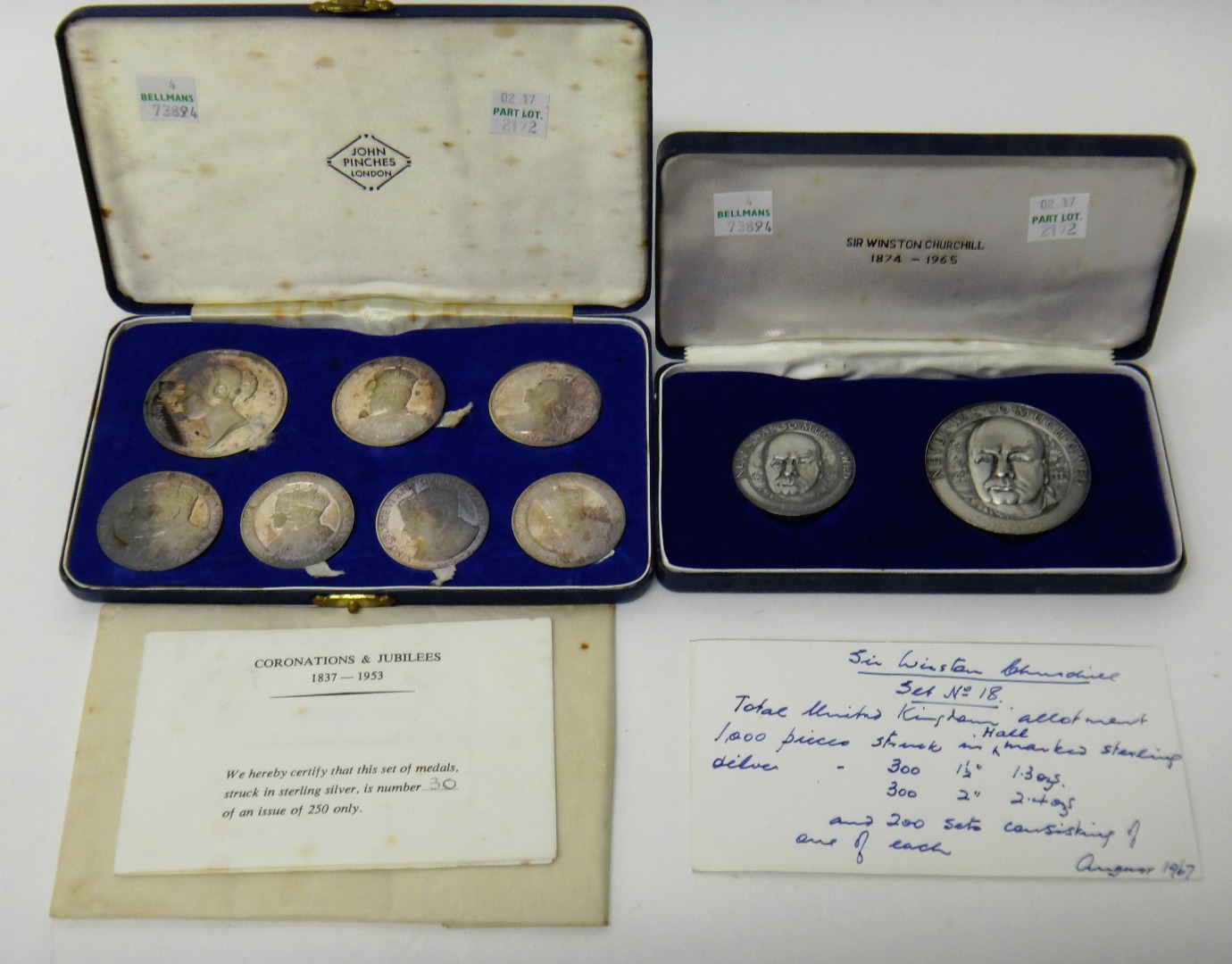 Appraisal: A set of seven silver proof medallions commemorating Coronations and