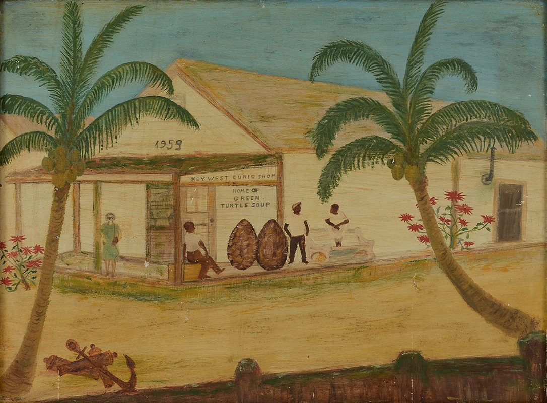 Appraisal: KEY WEST FOLK ART PAINTING Oil Wood Scene depicts a