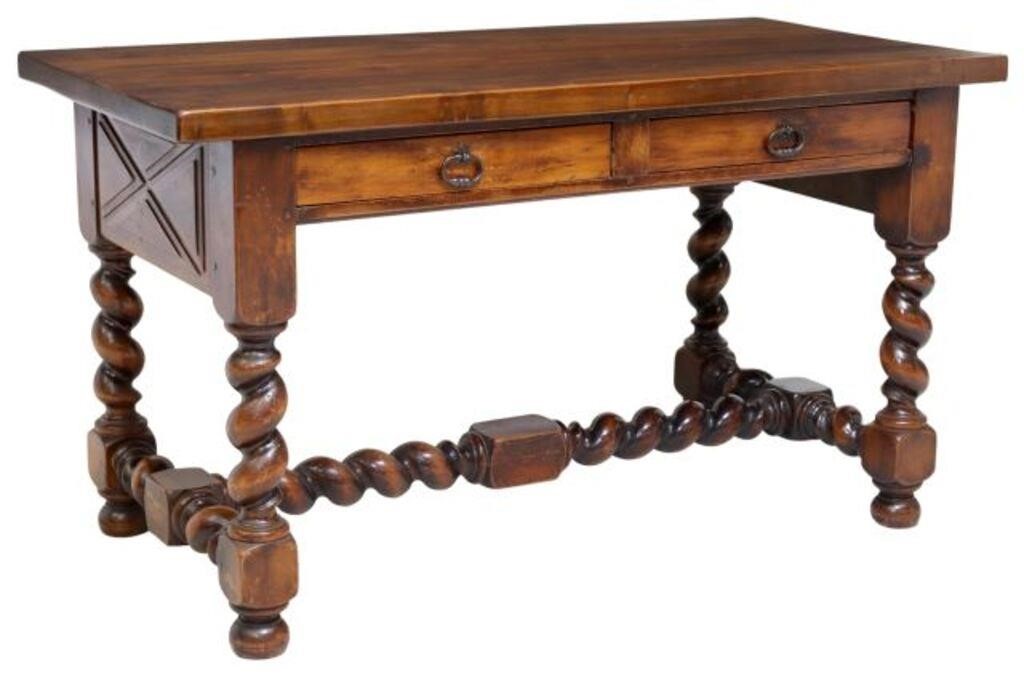 Appraisal: French Louis XIII style walnut writing table th c thick