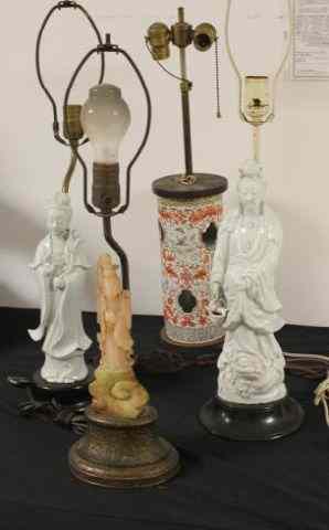 Appraisal: Asian Items Mounted as Lamps Includes a blanc di chine