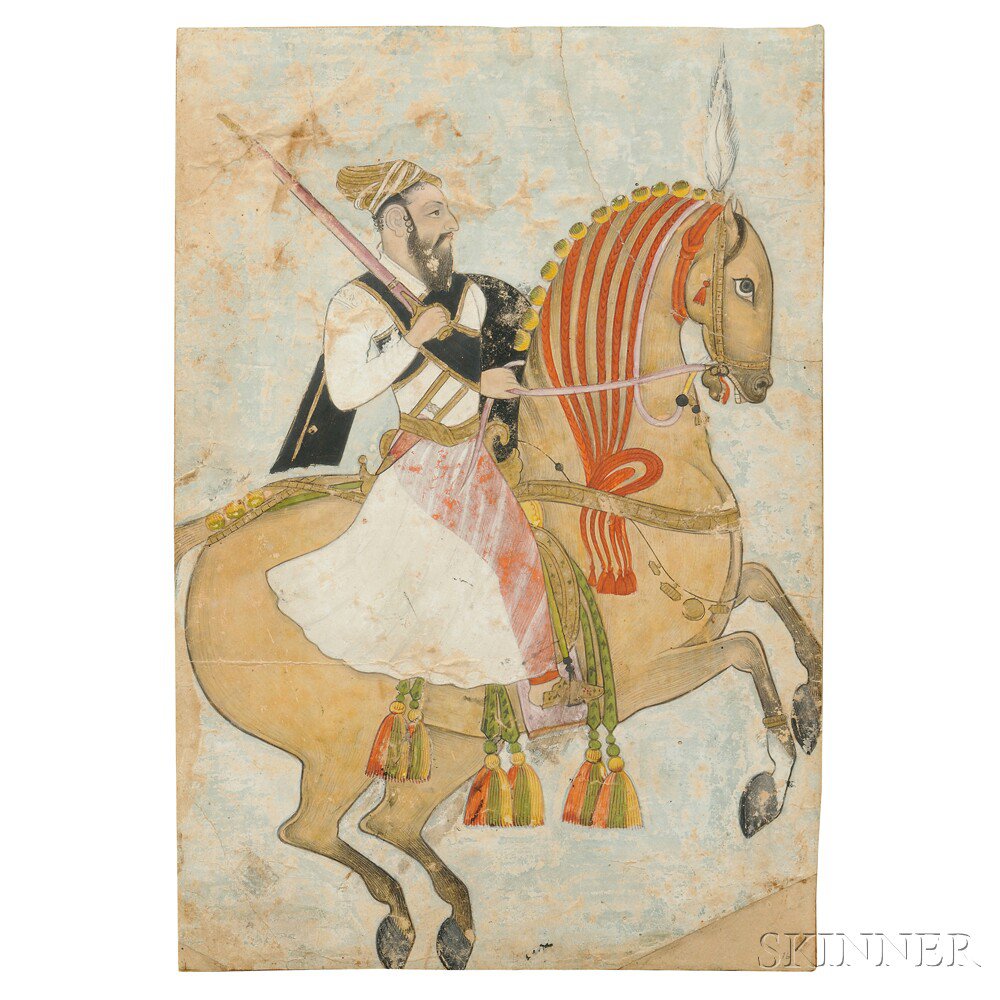 Appraisal: Miniature Painting of a Man on a Horse India th