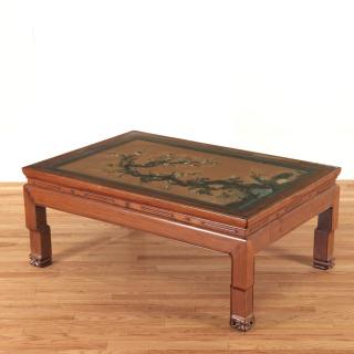 Appraisal: Antique Chinese jade and hardwood low table Antique Chinese jade