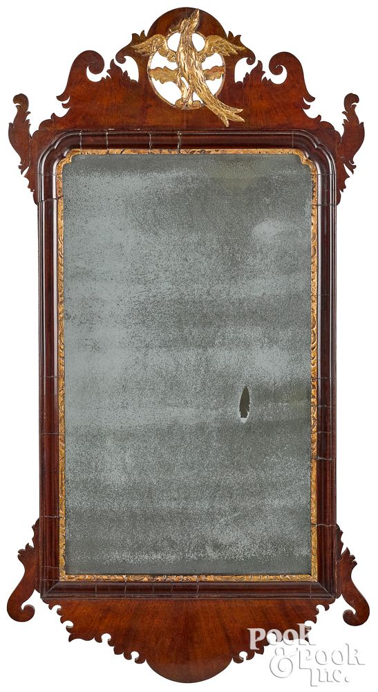 Appraisal: Chippendale mahogany looking glass ca Chippendale mahogany looking glass ca