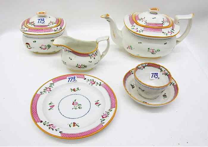 Appraisal: TWENTY-FIVE PIECE FRENCH PORCELAIN TEA SET with hand enameled floral