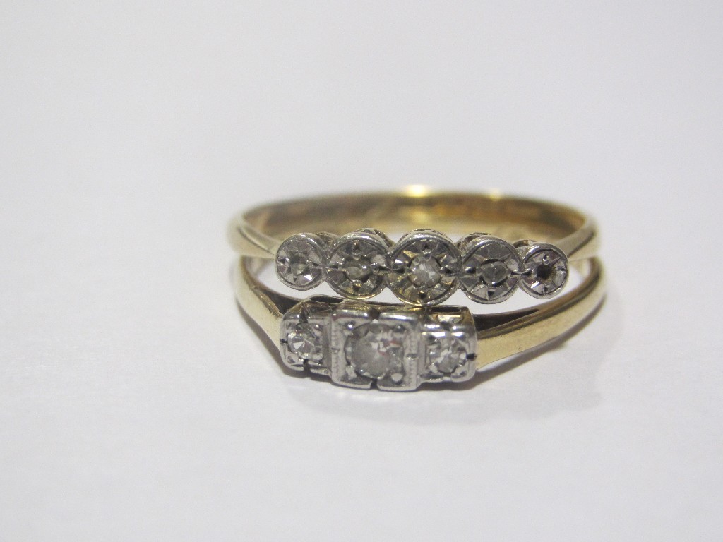 Appraisal: Two early th century ct gold and platinum diamond set