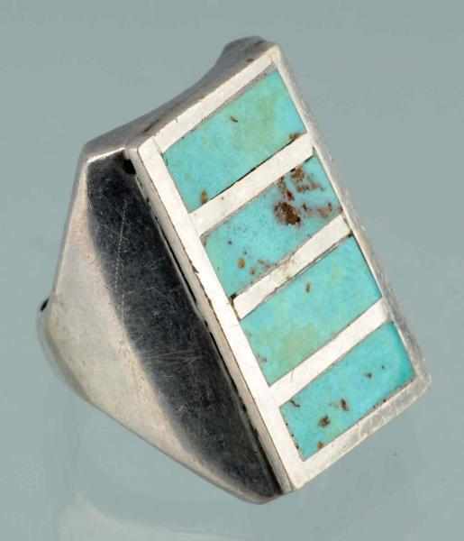 Appraisal: Native American Indian Large Mens Silver Ring Description With four