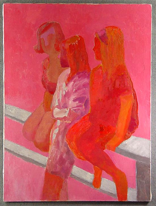 Appraisal: Ted Turner American - Oil on canvas in pink tones