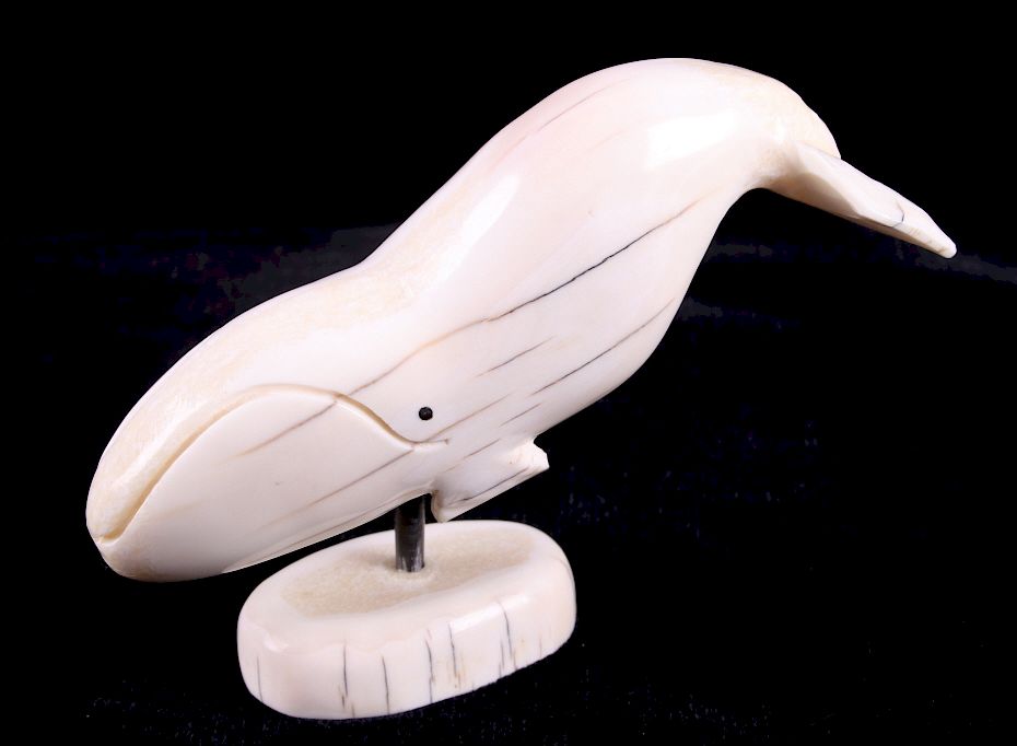 Appraisal: Signed Inuit Humpback Whale Walrus Tusk Carving For your consideration