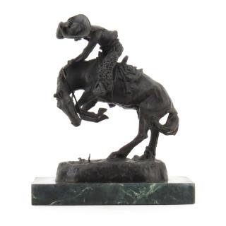 Appraisal: After Frederic Remington American - Rattlesnake Bronze Sculpture on Marble