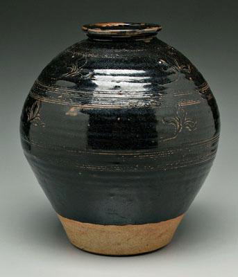 Appraisal: Bernard Leach stoneware jar British - ovoid with tenmoku glaze