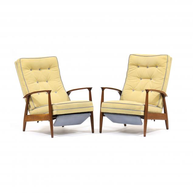 Appraisal: MILO BAUGHMAN AMERICAN - PAIR OF RECLINING LOUNGE CHAIRS s