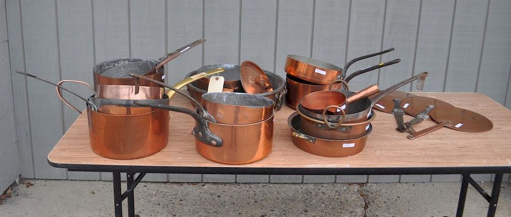 Appraisal: Group Fifteen Copper Cooking Pans and three lids three pans