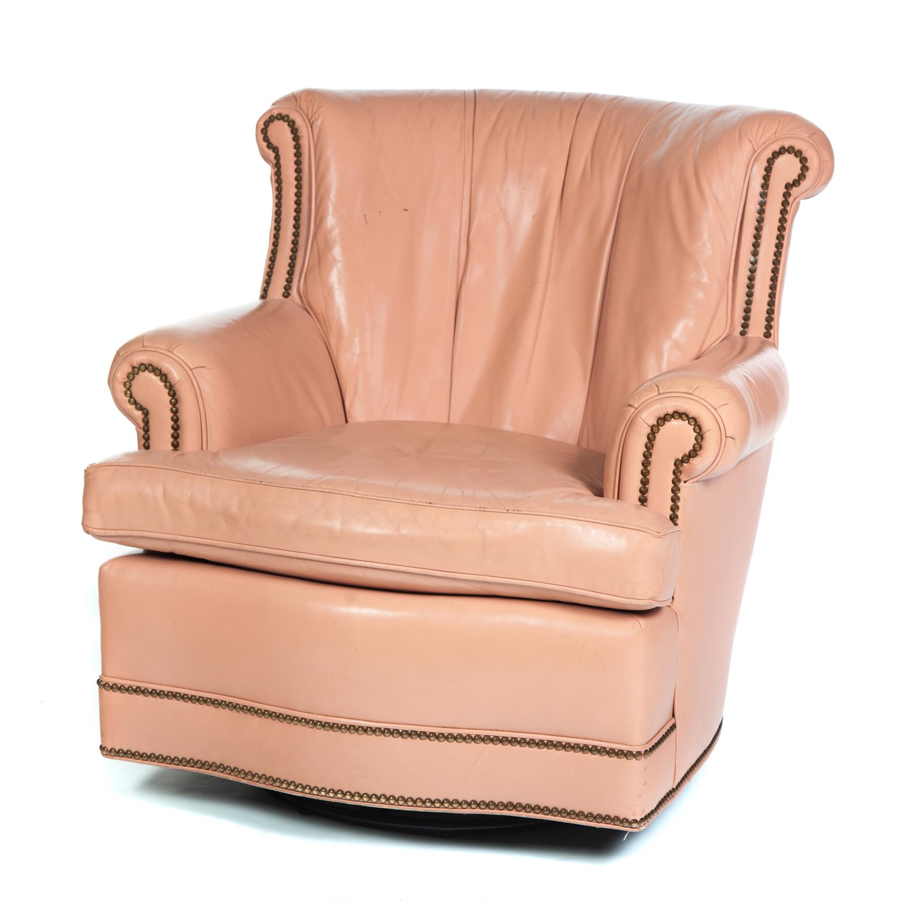 Appraisal: AMERICAN LEATHER SWIVEL CHAIR Second half- th century Light pink