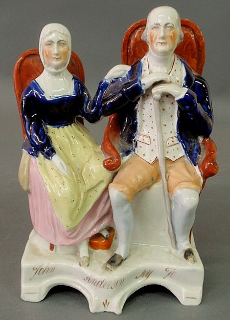 Appraisal: Staffordshire figure of a seated John Anderson and his wife