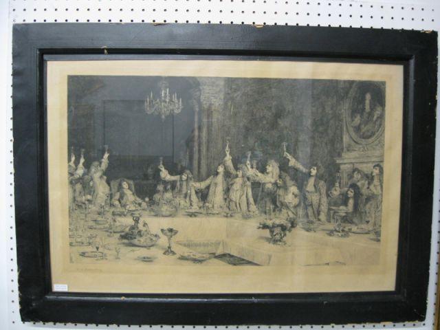 Appraisal: Victorian Steel Engraving toasting the king x image area pencil