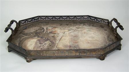 Appraisal: A silver plated galleried butlers tray of canted rectangular outline