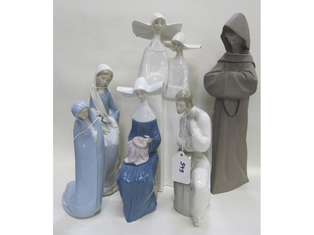 Appraisal: Six Lladro figures including a Monk Nuns Mary Joseph etc