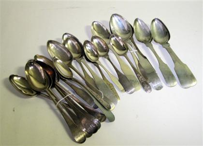 Appraisal: Group of American coin and sterling silver spoonsComprising spoons with