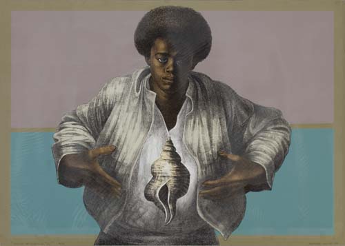 Appraisal: CHARLES WHITE - Sound of Silence II Color lithograph x