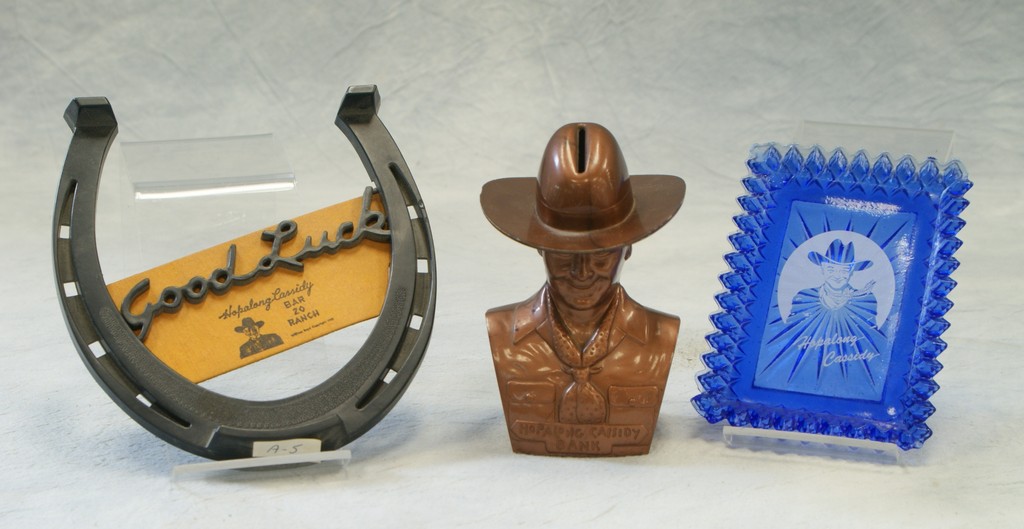 Appraisal: Hopalong Cassidy items including bronze colored plastic bank cobalt blue