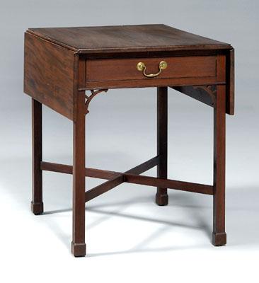 Appraisal: Southern Chippendale Pembroke table mahogany with single-board figured mahogany top